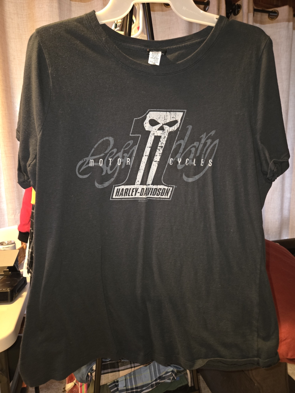 Harley-Davidson Black Short Sleeve Graphic Tee with Gray Print-womens